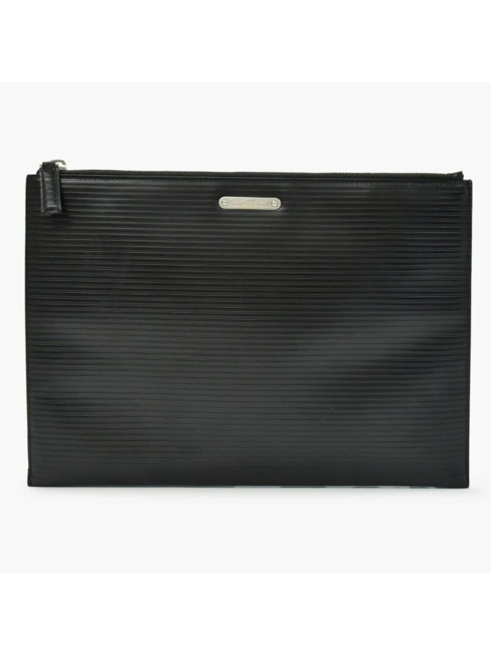 Saint Laurent Clutch Leather Black Silver